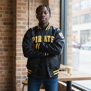 Vtg Pittsburgh Pirates Authentic Diamond Satin Black and Yellow Varsity Jacket